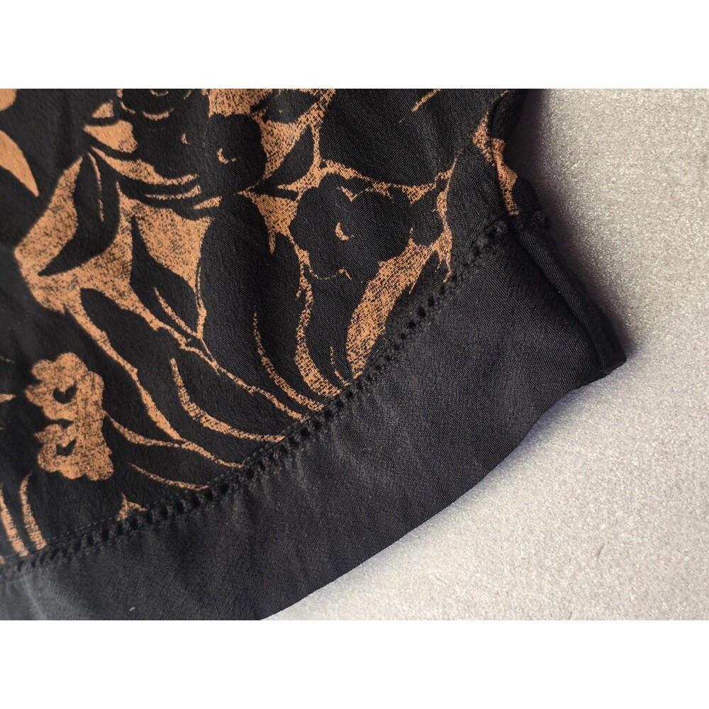 Anthropologie Maeve Mirabilis Dress Size 0 Brown Black Floral Kimono Sleeve - Picture 3 of 7